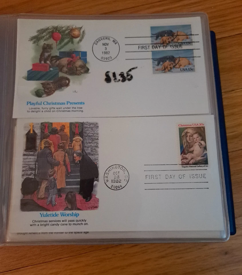 Vintage US First Day Cover Society Blue Book & 17 1ST Day Issue Stamps 1982-84 - Image 2 of 4