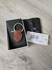 Emporio Armani Brown Pebble Grain Genuine Leather Key Ring BNWT $115.
