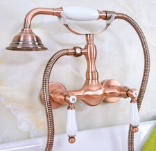 Antique Red Copper Bathroom Handheld Spray Shower Faucet Set Mixer Tap 2na308