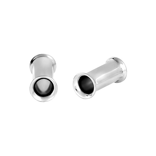 Paire de boucles d'oreilles en acier chirurgical PVD argent double évasement boucles d'oreilles jauges bouchons - Photo 30/108