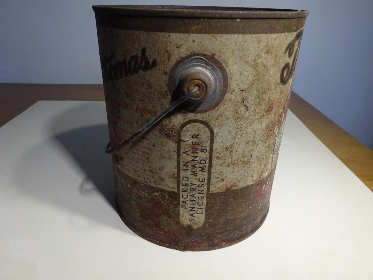 RARE Vintage Cincinnati Oyster Tin Can "GEO H THOMAS 1 Gallon" AS SHOWN