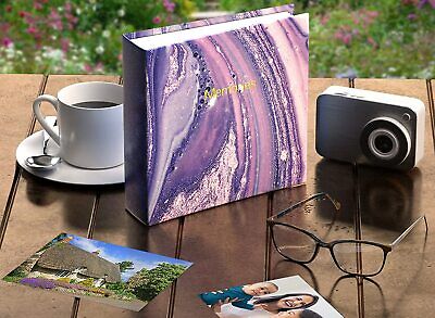 Buy Slip In Photo Album Memo Area Holds 200 6'' X 4'' Photos (Purple Marble)