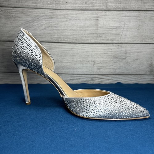 Bomba de aguja Badgley Mischka Jewel para mujer talla 11 Silver Grace 2 piezas satinada - Imagen 8 de 12
