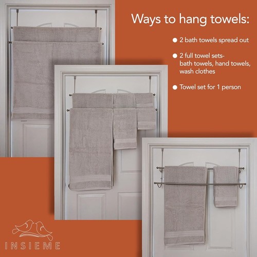 Stainless Steel Over-The-Door 2-Tier Towel Rack for Extra Wide Showers & Baths - Picture 11 of 11