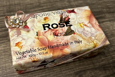 Rose Scented Sapone Vegetale Vegetable Soap Bar Handmade in Italy 10.5 oz C37