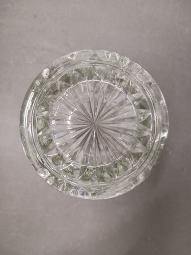 Vintage Cut Glass Crystal Clear 7” Tall Flower Vase Scalloped Rim - Picture 6 of 6