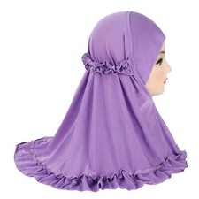 2-6Y Kids Girls Muslim Islamic Headscarf Hijab Wrap One Piece Amira Turban Shawl