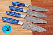 CUSTOM HANDMADE FORGED DAMASCUS STEEL BLADE CHEF STEAK KNIFE KITCHEN SET 1513
