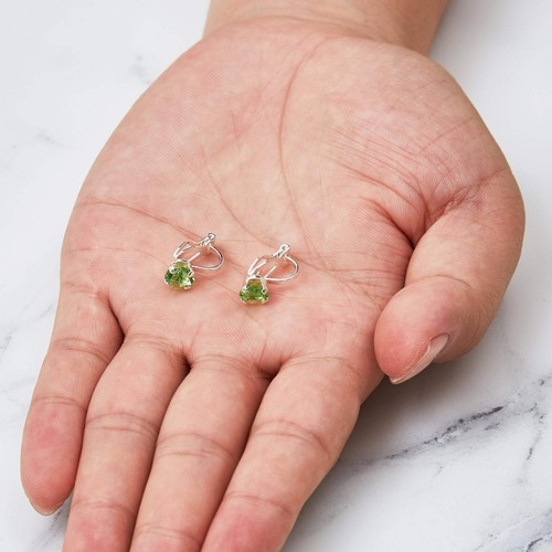 Light Green Crystal Clip On Earrings Created with Zircondia® Crystals - Picture 5 of 6