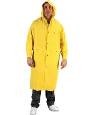 48" YELLOW Waterproof .35mm PVC Safety Rain Coat Rain Jacket W/ Detachable Hood