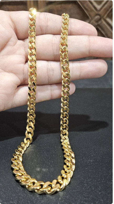 Cadena llena de oro amarillo de 18k, cadena para mujer, collar relleno de oro, joyería para hombre Foto 3 de 4