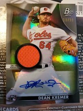 2021 Bowman Platinum Platinum Pieces Autograph Relic /99 RPA Dean Kremer