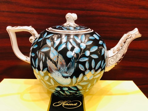 HEREND ZOVA BLACK-TQ-PLATINUM PATTERN,TEAPOT,BRAND NEW,MASTER PIECE,30fl OZ hold - Picture 6 of 8