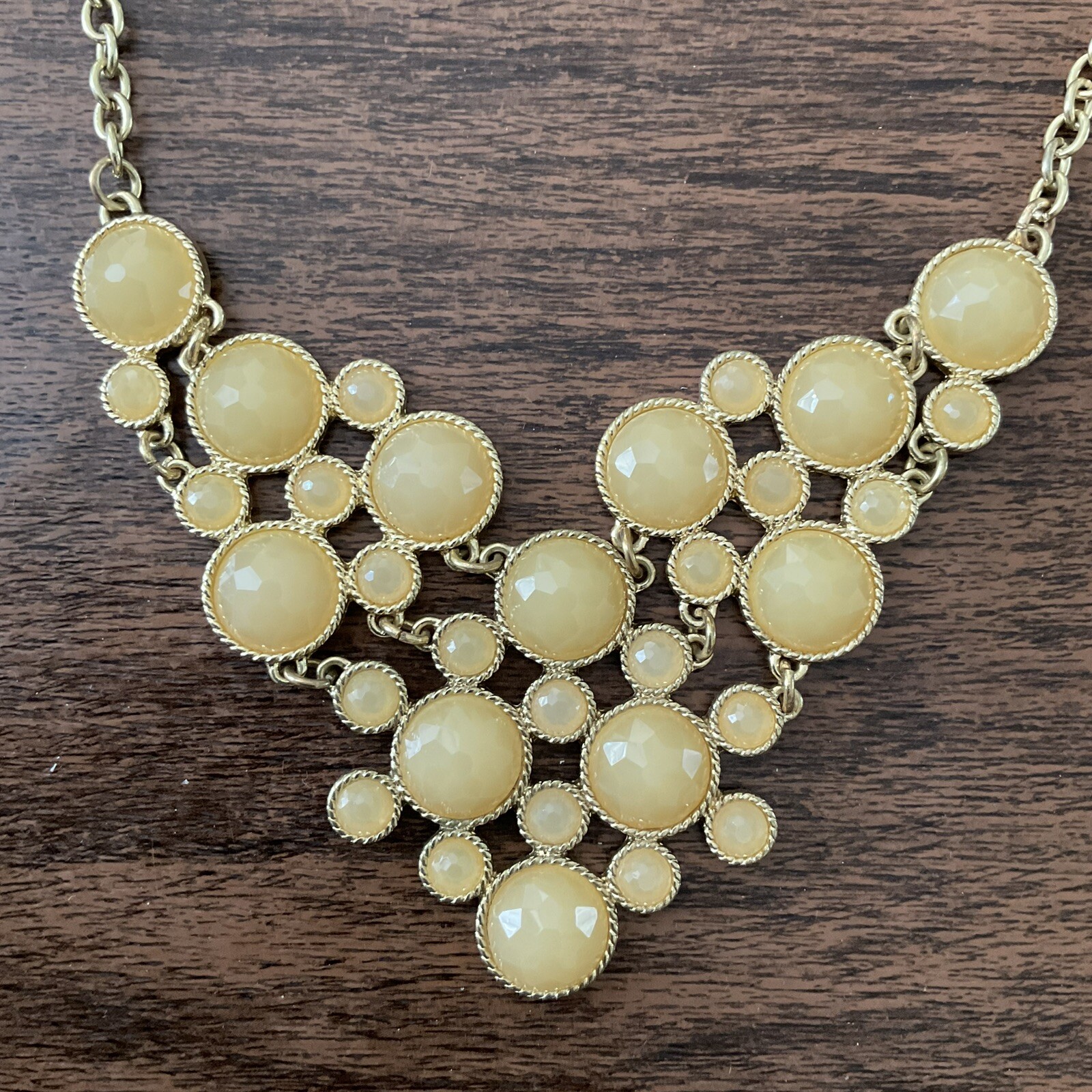 Yellow Facetted Bubble Statement Necklace 20” - image 2