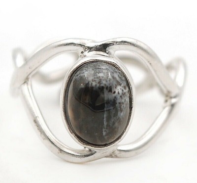 Natural Winter Dendrite Opal 925 Sterling Silver Ring Sz 6, 