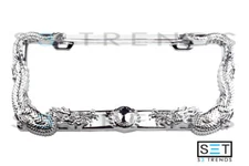Chrome METAL 3D Dragon License Plate Tag Frame Holder for Auto Car Truck SUV New