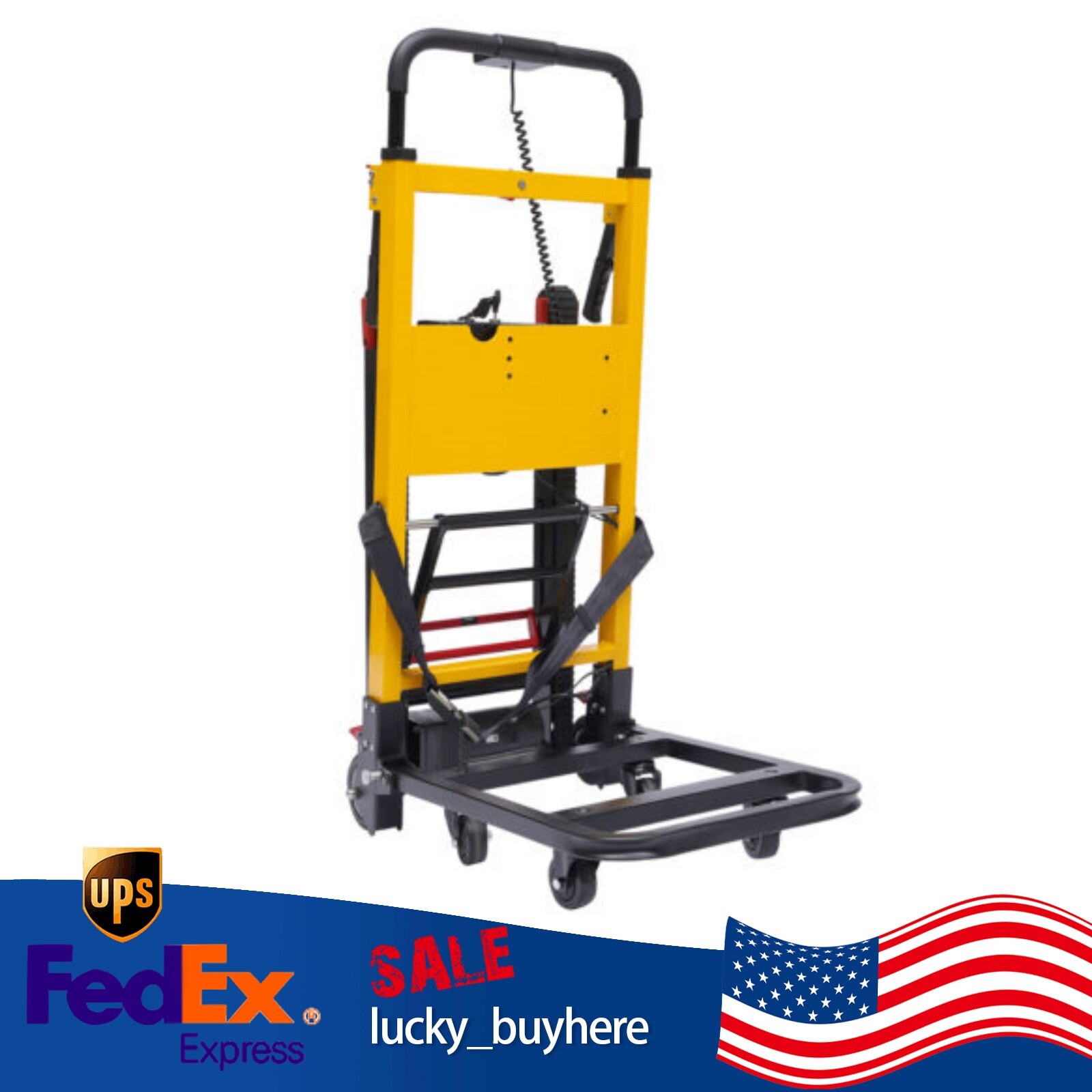 Electric Folding Stair Climbing Hand Truck Portable 6-Wheel Warehouse Cart Dolly