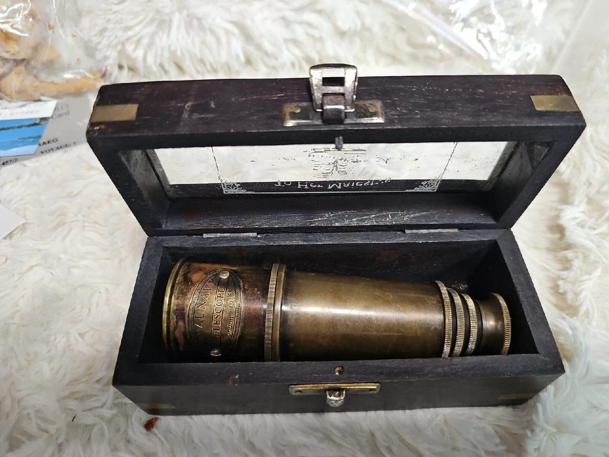 Vintage Telescope To Her Majesty Royal Navy A. Maspoli London - 1915 Wooden Box