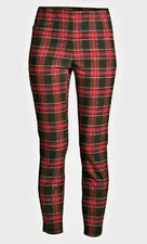 New Time & Tru Womens Millennium Skinny Pants Red Plaid Size 20