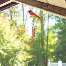26"Long Red Cardinal Wind Chime with Gem Garden Ornament Home Decor Unique Gift