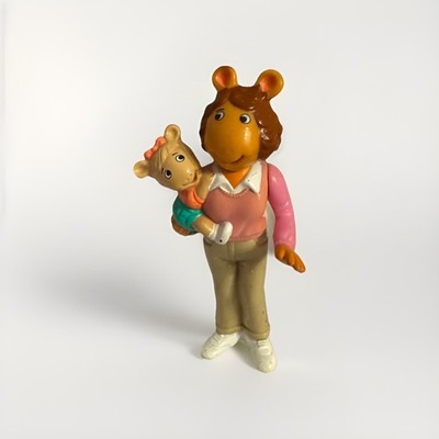 Vintage 1996 PBS Kids Arthur Aardvark Mom Holding Kate Action Figure Toy 4.5''