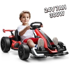 Electric Go Kart for Kids 24V 2x150W Powerful Drift Kart w/Adjustable Seat Gift