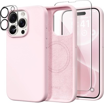 GONEZ for iPhone 15 Pro Max Case Silicone, Compatible with Chalk Pink