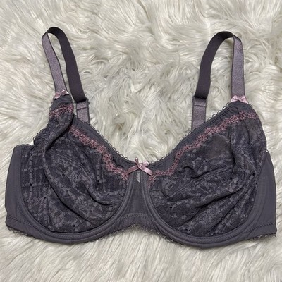 Glamorise 34F Bra Elegance Lace Full Coverage Full Figure Underwire 9845
