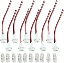 10 Sets T10 Extension Harness Plug Connector with 10 Bulbs and 10 Sockets for Br