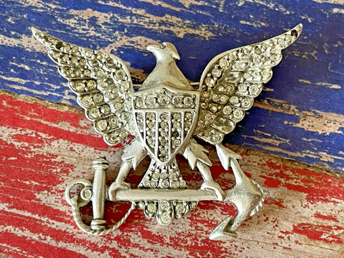 Beautiful WWII Sterling Silver U.S. Coast Guard Officer Sweetheart Brooch Pin
