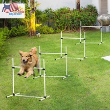 4 Pcs Dog Agility Training Equipment Agility Course Adjustable Height Jump Bars