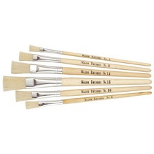 Image of Major Brushes Short Handle Flat Hog Brushes - Pack of 6