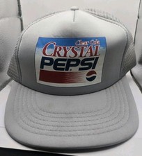Vintage 1990s Clear Cola Crystal Pepsi Grey Snapback Trucker Hat Good Condition