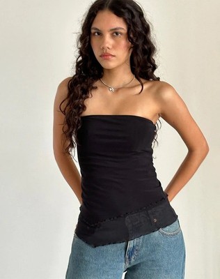 Motel Rocks Marissa Longline Asymmetrical Tube Top In Black | eBay