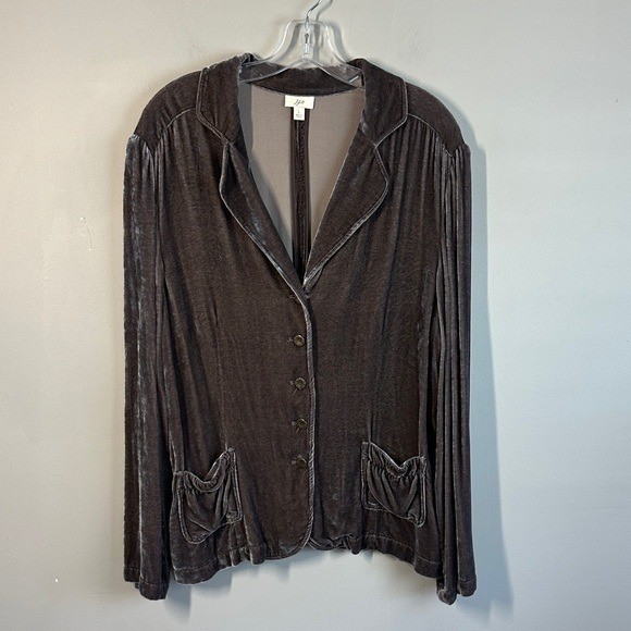 J.Jill Womens Crushed Velvet Blazer Jacket Silk Blend Ornate Size L Whimsigoth