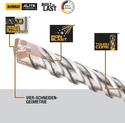 Kopie von Dewalt SDS-Plus Elite Hammerbohrer  DT8926 (8x310x250mm, mit Vier-Schn