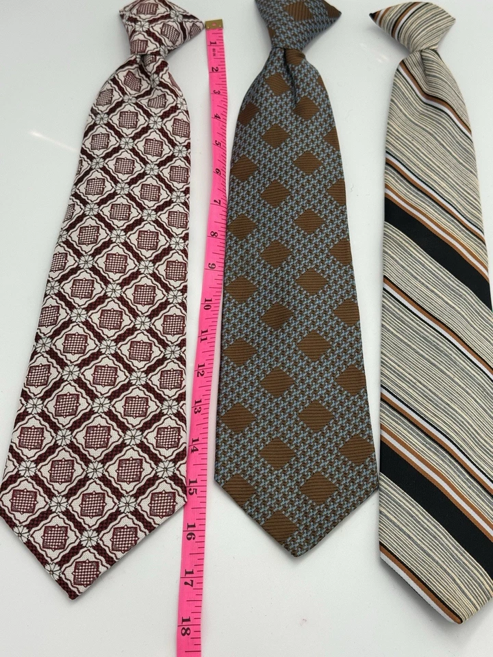 Lote 3 Corbatas Vintage Clip-On Mod Geométricas Retro Patrones 60s 70s Hombres Prendas para el Cuello Foto 2 de 4