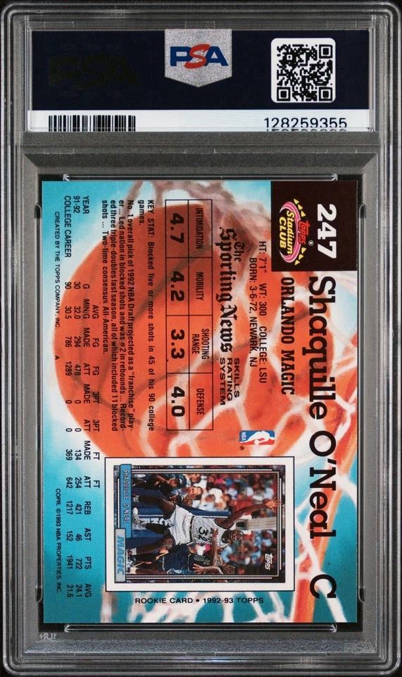 1992-93 Topps Stadium Club Baloncesto Shaquille O’Neal RC - PSA 10 - Magic  Foto 2 de 3