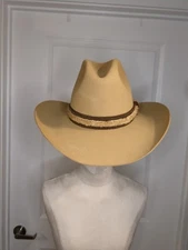 Vintage 80s Larry Mahan Resistol Cowboy Hat Tan Brown Retro Western Sz 6 3/4