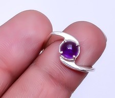 Purple Amethyst - Brazil Solid 925 Sterling Silver Handmade Ring S.5 R10,