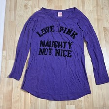 Victoria's Secret PINK long-sleeve sleep shirt "Love Pink" and "Naughty Not Nice