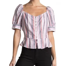 NEW LAUNDRY BY SHELLI SEGAL STRIPED TOP MEDIUM