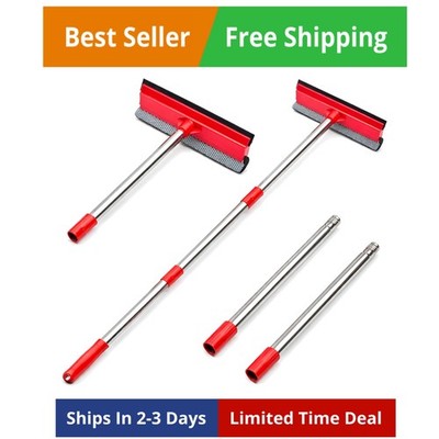 Window Squeegee, 2-in-1 Window Cleaner with 55'' Extension Poles, Window Washi...