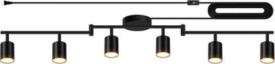 Black 6-Light LED Track Lighting Kit with 14.8Ft Cord for Bedroom & Kitchen