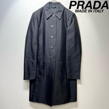 PRADA Long Black Winter Coat Rayon, silk and nylon sash coat size 38