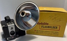 Vintage Kodak Brownie Hawkeye Flash Camera w Kodalite Flasholder Working Shutter