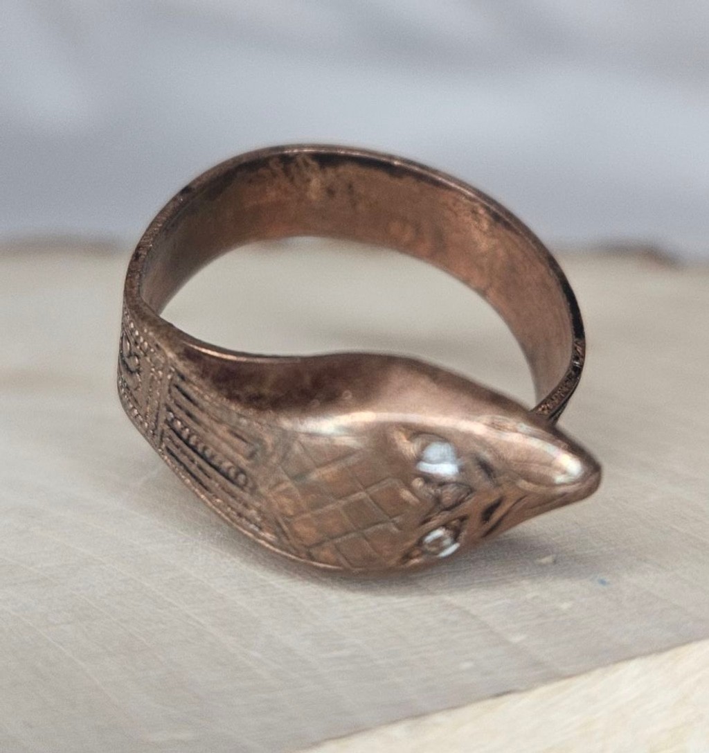 Vintage Solid Copper Snake Bypass Ring Adjustable… - image 3