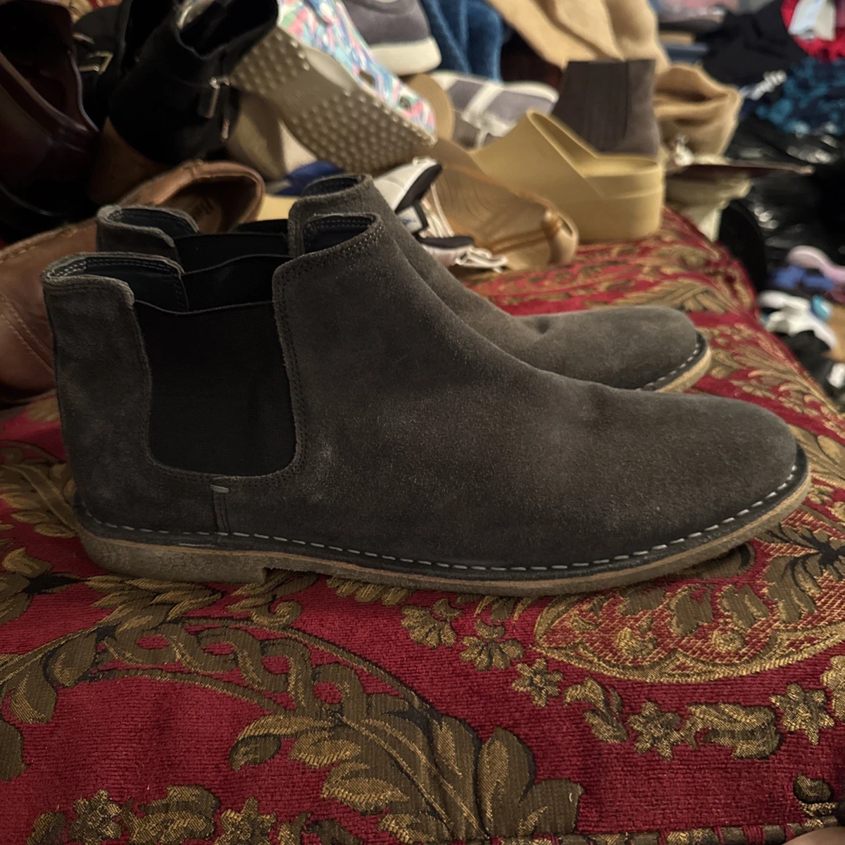 Kenneth Cole Reaction Mens Brown Leather Chelsea Boots Size 10.5 Ankle Boots Kenneth Cole Dark Brown Leather Chelsea Pull-On Boots main image 2