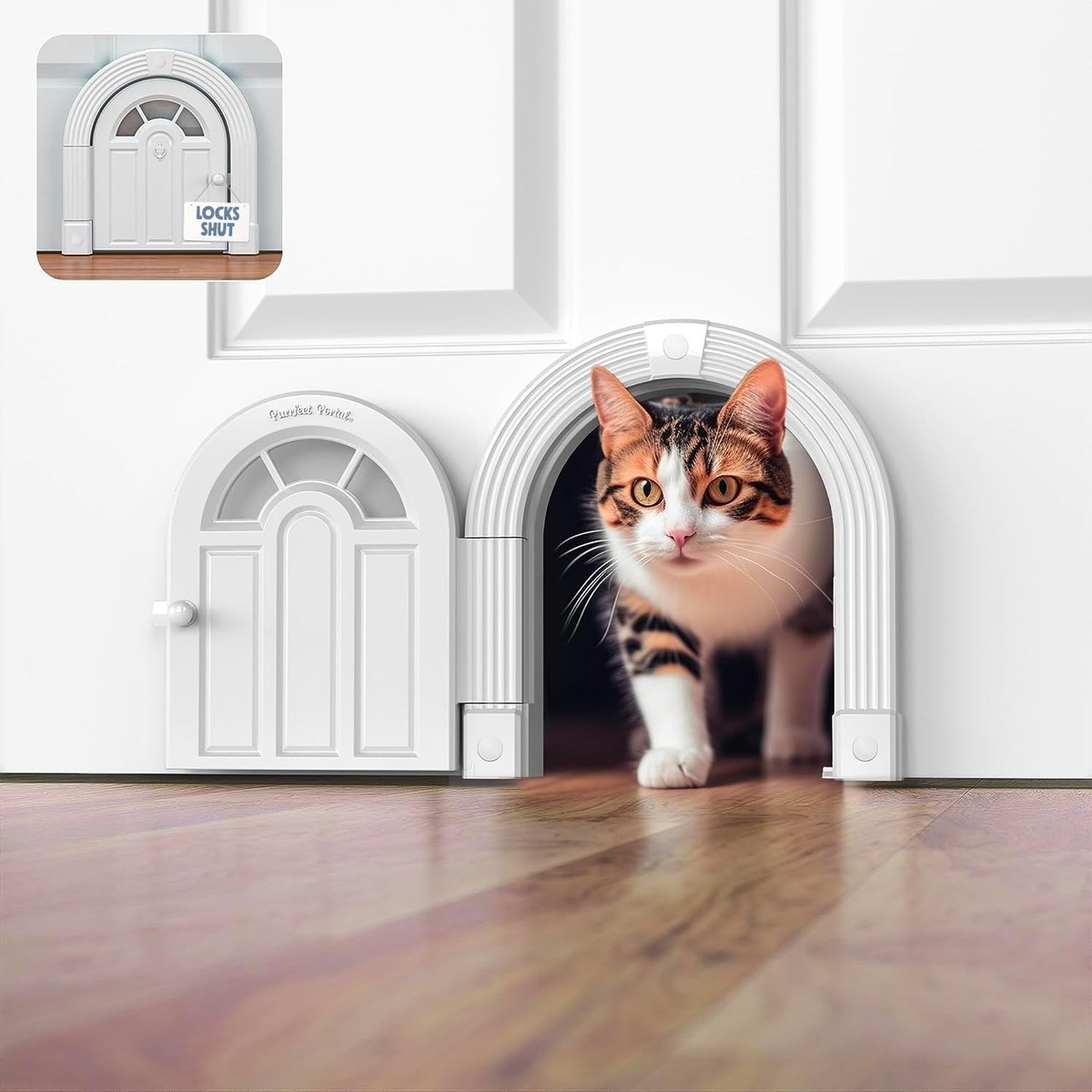 Purrfect Cat Door No-Flap Interior for Cats Up to 20 lbs, L