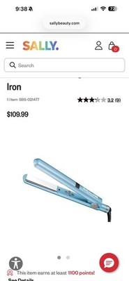 BaBylissPRO Nano Titanium 1 1/4 in Flat Iron, Titanium Floating Plates, Blue